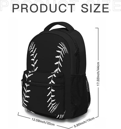 American Flag Baseball Print Backpack, Laptop Backpack with Multiple Pockets for Adult Hiking Travel Work 17 Inch