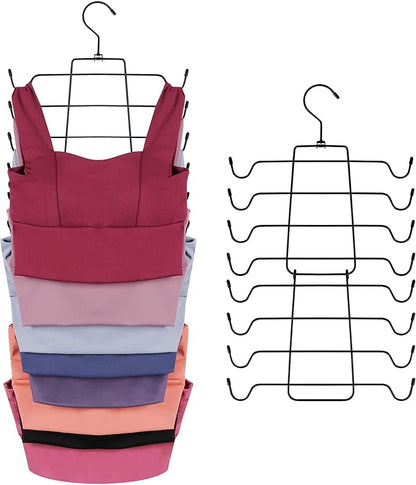 ZEDODIER 3 Pack Tank Top Hanger Space Saving, Bra Hangers for Closet Organizer, Hanging Bra Organizer Tank Tops Holder with 24 Hooks, Metal Closet Organizers and Storage Small Space Solutions, Black