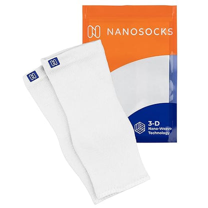 NanoSocks Compression Socks for Women & Men (1 Pair) - BEST Ankle Brace Support Sleeve for Neuropathy, Plantar Fasciitis, Diabetic Foot Nerve Pain Relief - Toeless (Medium, White)