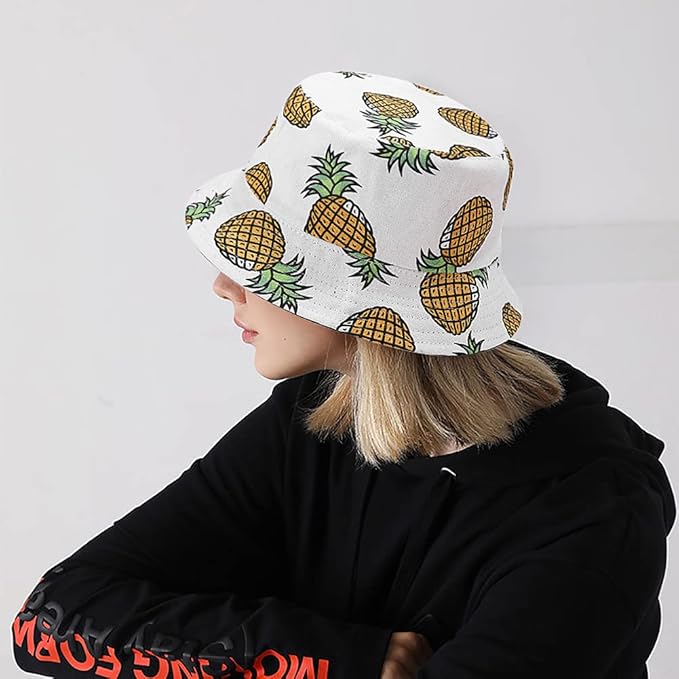 XYIYI Cute Bucket Hat Beach Fisherman Hats for Women, Reversible Double-Side-Wear