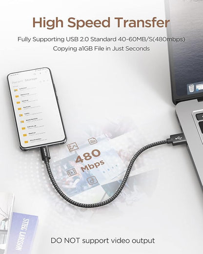 CLEEFUN Short USB C Cable 1ft, 5-Pack USB A to Type C Charger Cord Fast Charging for iPhone 17 16 15 Pro Max Air Plus, for Samsung Galaxy S25 S24 S23 S22 S21 S20 A17 A16 A15 A56 A55 A26 A35 A36 A71
