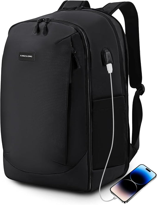 Travel Backpack: Carry on Expandable Back Pack for Laptop Hiking Business Water Resistant Lightweight for Men and Women Black