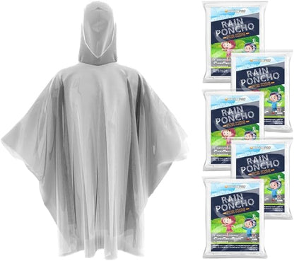 Hagon PRO Disposable Rain Poncho for Kids with Hood (5 Pack) – Lightweight Waterproof Toddler Rain Coat & Emergency Ponchos for Travel & Theme Parks