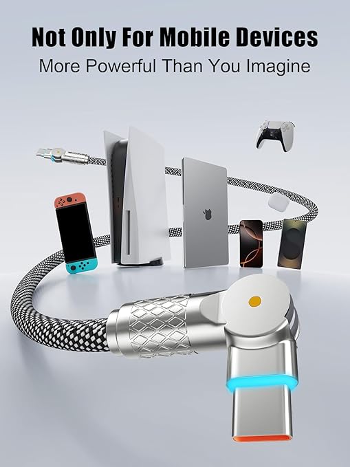 240W USB C to USB C Cable 10FT,180°Rotation Long USB C Cable Fast Charging, USB 2.0 Nylon Braided Type C Charger Cord for iPhone 17/16/15,MacBook,iPad ﻿