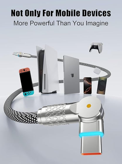 240W USB C to USB C Cable 10FT,180°Rotation Long USB C Cable Fast Charging, USB 2.0 Nylon Braided Type C Charger Cord for iPhone 17/16/15,MacBook,iPad ﻿