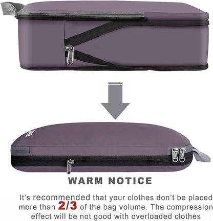 BAGAIL 4 Set/6 Set/8 Set Compression Packing Cubes Travel Accessories Expandable Packing Organizers (Cloth Pattern, 4-Dark Greyish)