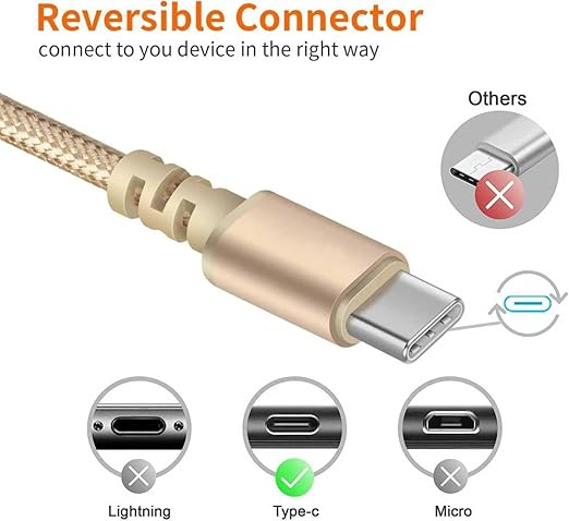 USB to USB C Cable (3Pack 6ft) USB A to Type C Cable Fast Charging Nylon Braided Data Sync Transfer Cord USB C Charger for iPhone 17 Pro Max/17 Air/16e/16 15 Pro/15 Plus/Galaxy S20 S10 Note 20（Golden）