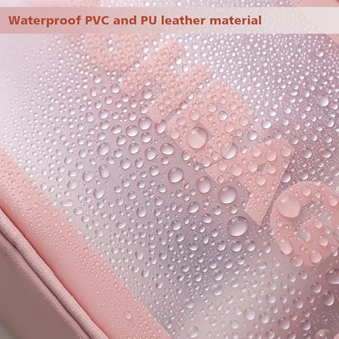 Travel Toiletry Bag for Women, Matte Translucent Toiletry Bag with Handy Handle, Makeup Cosmetic Organizer Bag for Travel Toiletries Accessories (Pink)