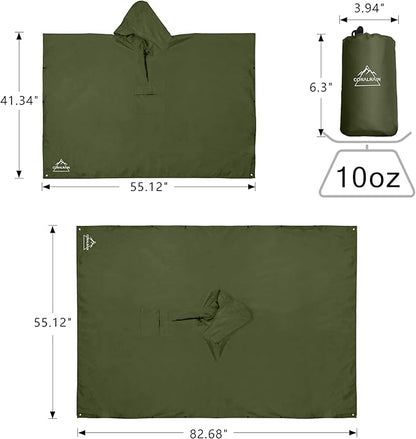 Coralrain Hooded Rain Poncho Lightweight Waterproof Unisex Raincoat Jacket with Pocket for Men Women Adult