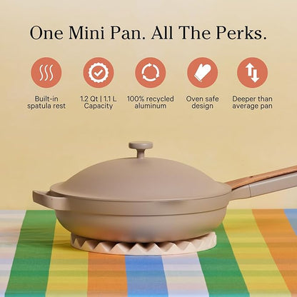 Our Place Mini Always Pan | 8.5" Ceramic Pan with Modular Lid & Beechwood Spatula | Patented 10-in-1 Nonstick, Non-Toxic Cookware Made Without PFAS | Induction & Oven-Safe up to 450°F | Steam
