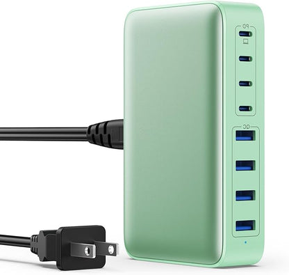 USB C Charger 200W USB C Charger Block GaN III 8-Port Fast Charging Station PD 65W Laptop Charger Adapter Compatible with MacBook Pro/Air,DELL,HP Surface,iPhone 15/14/13,Galaxy S23/22 (G)