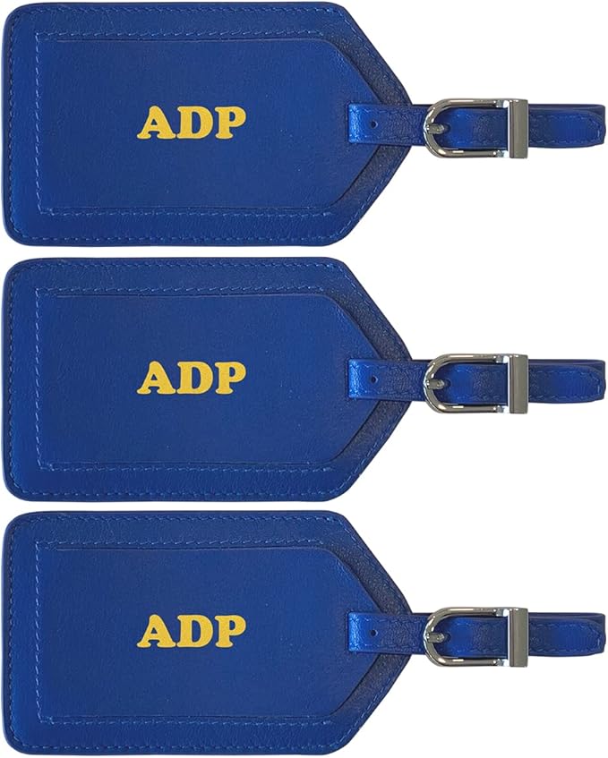 Personalized Monogrammed Leather Luggage Tags - 3 Pack