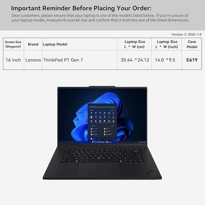 Smatree 16 inch Laptop Sleeve for Lenovo ThinkPad P1 Gen 7 Laptop Bag with Accessory Pocket, YKK Zipper, Patented Super Corner Design (E619)