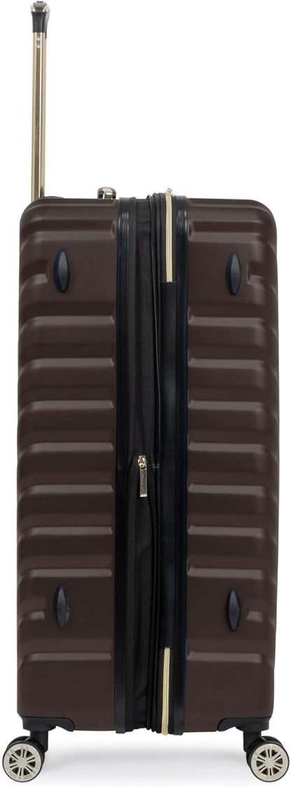 Kenneth Cole REACTION Madison Square Lightweight Hardside Chevron Expandable Spinner Luggage, Chocolate Brown, 28-Inch Checked