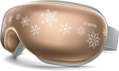 RENPHO Christmas Limited Edition Eye Massager with Heat, White Elephant Christmas Birthday Gifts for Women Men Mom Her, Eye Mask for Migraine, Sleep Mask for Dry Eyes Relax Eyeris 1 Snowflake Golden