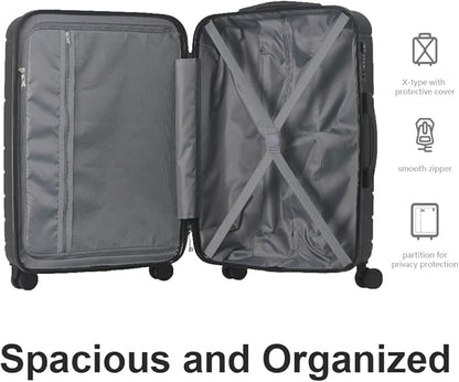 3-Piece Luggage Sets (20", 24", 28"), Suitcase with Wheels, Hardside Suitcase With Four Spinner Wheels and Scratch-Resistant Surface (ABS Hardshell, Black)
