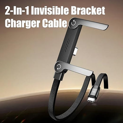 Invisible Stand Charging Cable, 2-in-1 Invisible Holder Charger Cable, 240W Fast Charging Cable with Stand, for Smartphones Tablets Laptops (Type C-Type C)