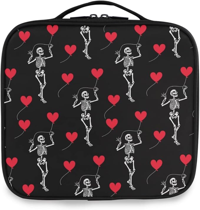 MNSRUU Women Makeup Bag Romantic Skull Gothic Makeup Bag Organizer Travel Cosmetic Bag for Teenage Girl Clear Make Up Bags with Zipper