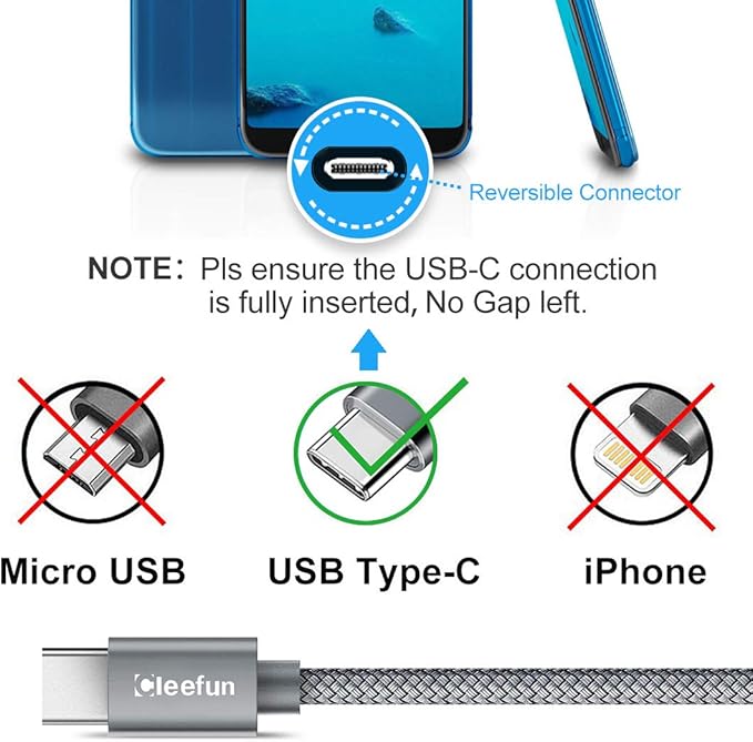 CLEEFUN USB C Cable, USB to USB C Cable, [5 Pack, 3/3/6/6/10 ft] Type C Charger Cable Fast Charging for iPhone 17 16 15 Pro Max Plus Air, for Samsung Galaxy S25 S24 S23 S22 S21 S20 S10 A17 A16 A15