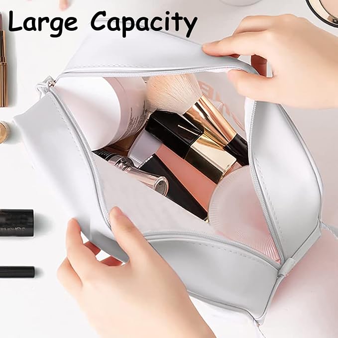 Clear Travel Bags for Toiletries, 3Pcs Portable PVC Waterproof Cosmetic Bags, Transparent Travel Storage Carry Pouch, Toiletry Bags and Cosmetics Organizer for Women Men (A-White)