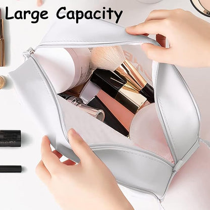 Clear Travel Bags for Toiletries, 3Pcs Portable PVC Waterproof Cosmetic Bags, Transparent Travel Storage Carry Pouch, Toiletry Bags and Cosmetics Organizer for Women Men (A-White)