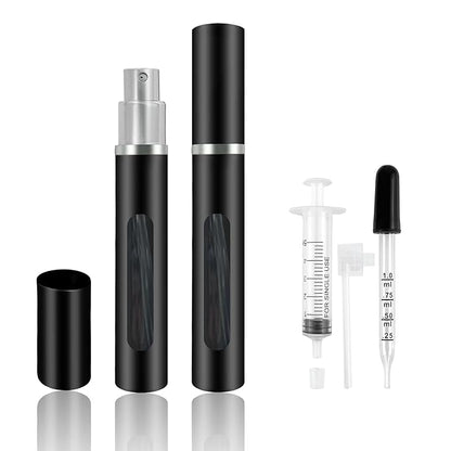 2 Pack Refillable Mini Perfume Atomizer Bottle，Portable Separate Bottles，Travel and Outings Spray Boxes Dispensers 5ml/0.2oz (Black)