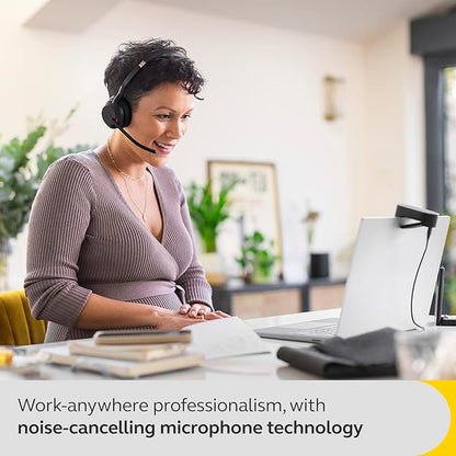 Jabra Evolve2 55 Stereo Wireless Headset with Charging Stand AirComfort Technology, Noise-Cancelling Mics & Active Noise Cancellation - MS Teams Certified, Works with Other Platforms - Black
