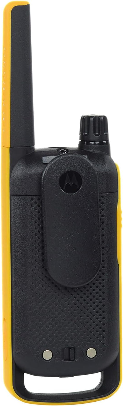 Motorola T470 Talkabout Two Way Radios, Long Range Emergency Rechargeable Waterproof Walkie Talkies 22 Channel, 35 Mile outdoor Black Yellow, 2 Pack