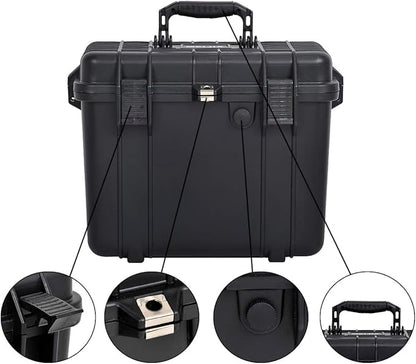 MEIJIA All Weather Waterproof Hard Camera Case With Customized Fit Foam Included, Elegant Black,Fit for Drones,camera,lens,16.26x8.66x13.39inches