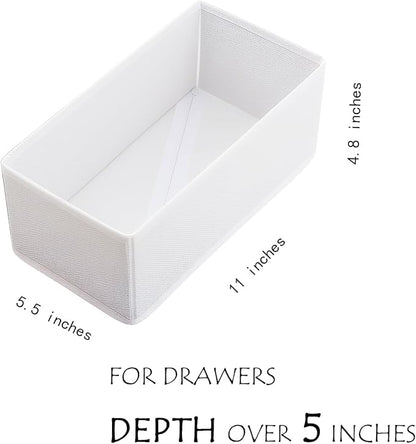 Sock Underwear Drawer Organizer 3-Pack Raw White - Foldable Small Storage Bins for Bras & Baby Clothes, 11" Fabric Dividers for Closet