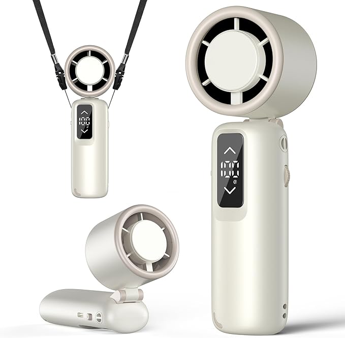 Portable Handheld Turbo Fan, 1-100 Gear Wind, Battery Operated, Up to 23 Working Hours, 3 IN 1 Personal Fan with Air Turbo Tech, Cooling Essentials for Indoor/Outdoor(White)