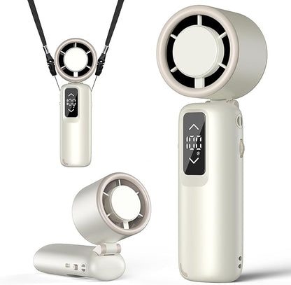 Portable Handheld Turbo Fan, 1-100 Gear Wind, Battery Operated, Up to 23 Working Hours, 3 IN 1 Personal Fan with Air Turbo Tech, Cooling Essentials for Indoor/Outdoor(White)