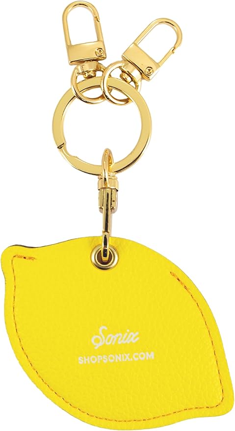 Sonix Keychain Case Compatible with Apple AirTag | Protective AirTag Cover Keychain Charm | 100% Sour, Embroidered Lemon Charm | Lemon