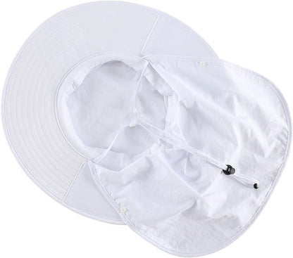 Home Prefer UPF 50+ Sun Hats for Men Women Wide Brim Fishing Hat with Neck Flap Summer Safari UV Protection Bucket Hat