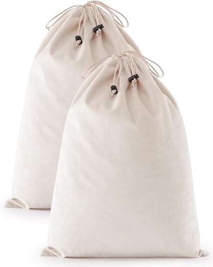 FantasyLife Shoe Bags for Travel, Washable Dust Bags for Storage & Packing, Flannel Shoe Pouch with Drawstring Closure for Purses, Handbags, Shoes & Toys (2, Beige)