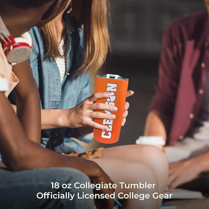 Campus Colors NCAA Stainless Steel Tumbler perfect for Gameday - 18 oz - Double Walled - Keeps Drinks Perfectly Insulated (Clemson Tigers - Orange)