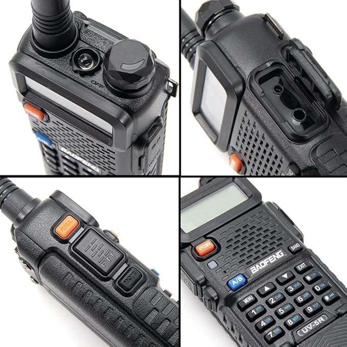 Baofeng UV-5R Dual Band Two Way Radio Handheld Ham Radio Long Range Walkie Talkies Pack of 6 for Hiking Camping Hunting Skiing Trip(Black) with 3800mAh Battery