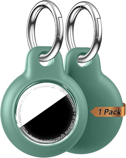 Upgrade for Airtag Holder Case with Keychain, Waterproof Anti-Scratch & Shock GPS Cover, Key Chain, for Airtags Accessories for GPS Item Tracker Cases for Backpacks, Bags, Pine Green