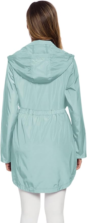 Avoogue Women's Long Raincoat with Hood Outdoor Lightweight Windbreaker Rain Jacket Waterproof