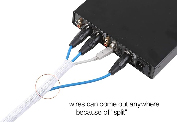 Alex Tech 10ft - 1 inch Cord Protector Wire Loom Tubing Cable Sleeve Split Sleeving for USB Cable Power Cord Audio Video Cable - Protect Cat from Chewing Cords - White