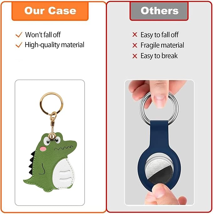 Leather Keychain Case Holder Compatible with Apple AirTag, GPS Airtag Keychain Finder Tracker with Key Ring, Anti-Scratch Protective Air Tag Cover