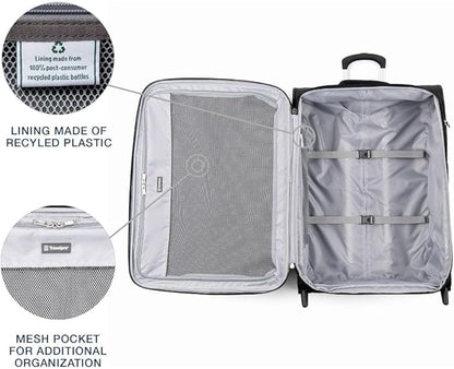 Travelpro Maxlite 5 Softside Expandable Upright 2 Wheel Checked Medium Luggage, Lightweight, 26-Inch — Black
