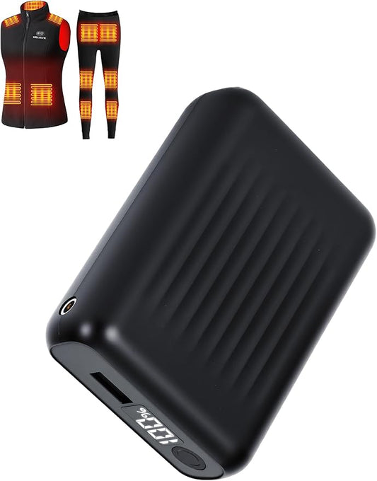 18400mAh Heated Vest Battery Pack - 7.4V DC 4.0mm & USB/Type-C Output Compatible with Heated Apparel, Up to 11H Heat, LED Display