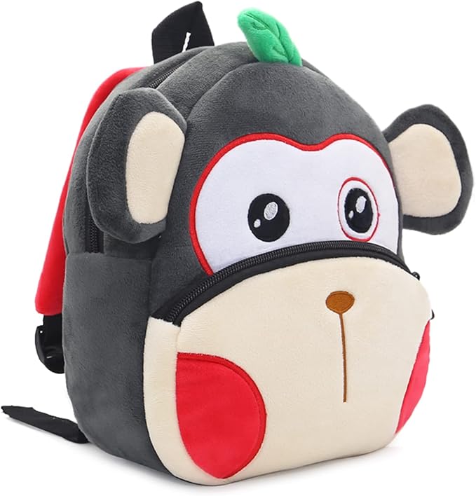 KISSOURBABY Zoo Toddler Kids Backpacks Cute Plush Little Girls Boys,Monkey
