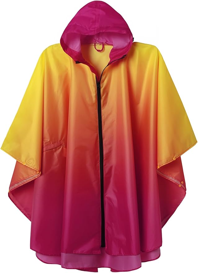 SaphiRose Rain Poncho Jacket Coat Hooded for Adults with Pockets