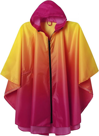 SaphiRose Rain Poncho Jacket Coat Hooded for Adults with Pockets