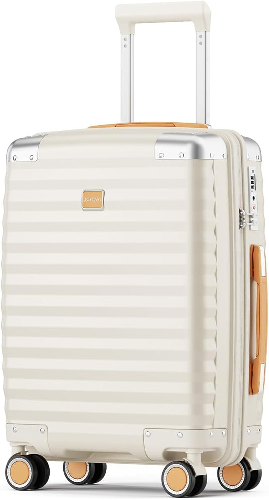 Joyway Carry On Luggage, 20 IN Suitcase Hardside Checked with TSA Lock (Cream, 20'')