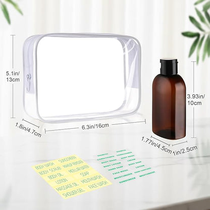 Cosywell Travel Bottles for Toiletries 5pcs 3.4oz TSA Approved Travel Shampoo Bottles Leak Proof Small Plastic Squeeze Bottle Empty Lotion Containers with Flip Cap(Brown)