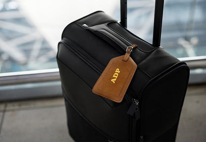 Personalized Monogrammed Leather Luggage Tags - 3 Pack