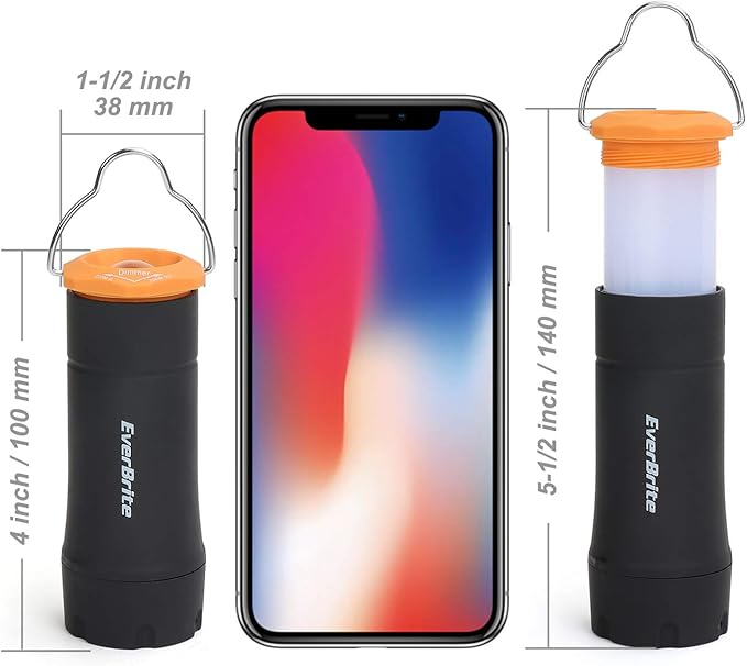EverBrite 2-in-1 Mini Lanterns and Flashlights with 3 Modes, 2 Pack Portable Outdoor LED Zoomable Torches, Camping Essentials for Hurricane, Hiking, Night Walking, Emergency, Outdoor Christmas Lights